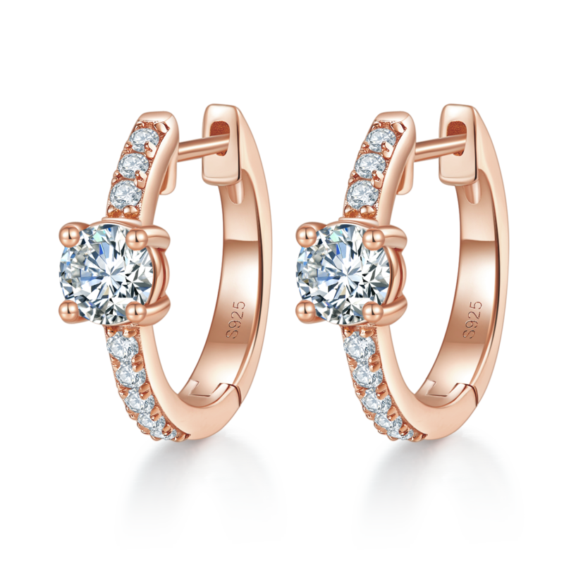 单排对半四爪耳环S925银Moissanite厘石D级1.31ct